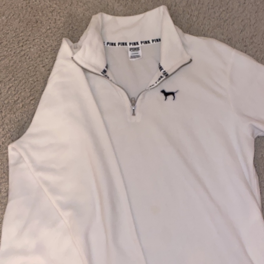 Victoria’s Secret PINK White Fleece Quarter Zip